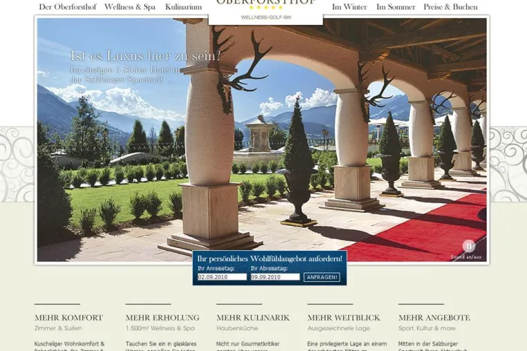 websLINE realisiert 5-Sterne Webpaket für 5-Sterne Hotel "Der Oberforsthof" Bild: websLINE realisiert 5-Sterne Webpaket für 5-Sterne Hotel "Der Oberforsthof"