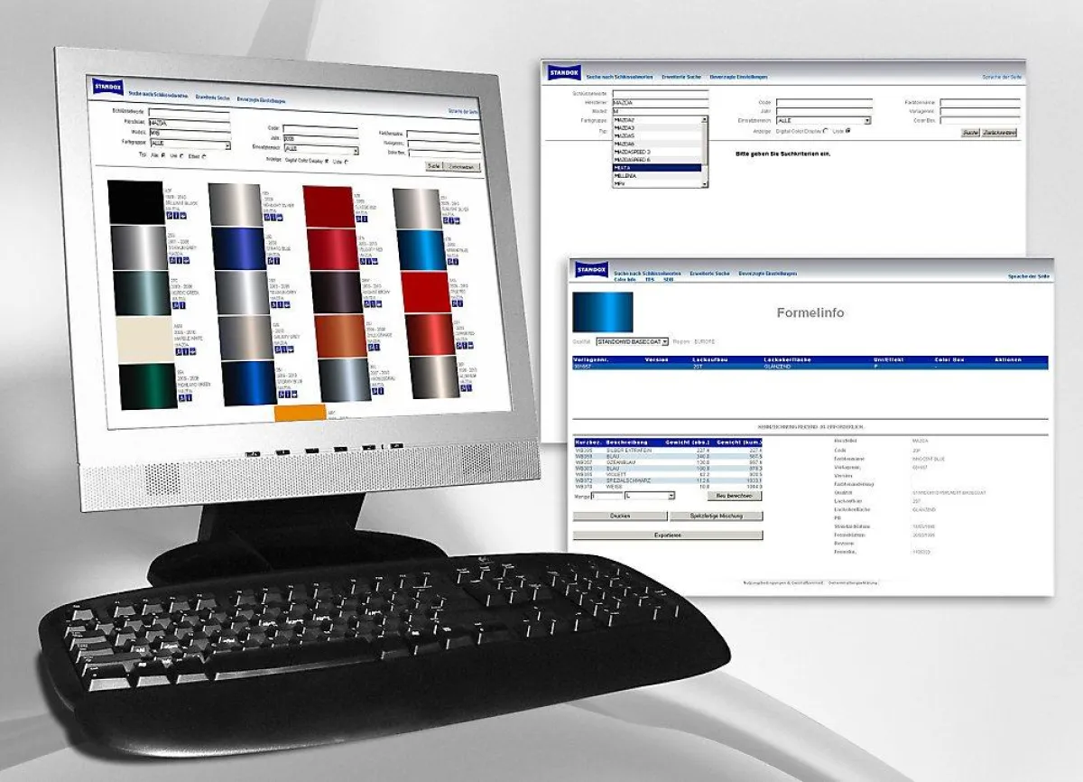 Die neue Standox Online-Farbtonsuche: mehr Formeln, mehr Modelle, mehr Suchkriterien und die Darstellung von Farbtönen am Bildschirm.