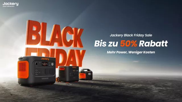 Bild: Black Friday Deals von Jackery: Freiheit schenken leicht gemacht mit bis zu 50 % Rabatt und gratis Solarpanel