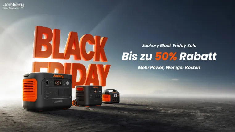Bild: Black Friday Deals von Jackery: Freiheit schenken leicht gemacht mit bis zu 50 % Rabatt und gratis Solarpanel