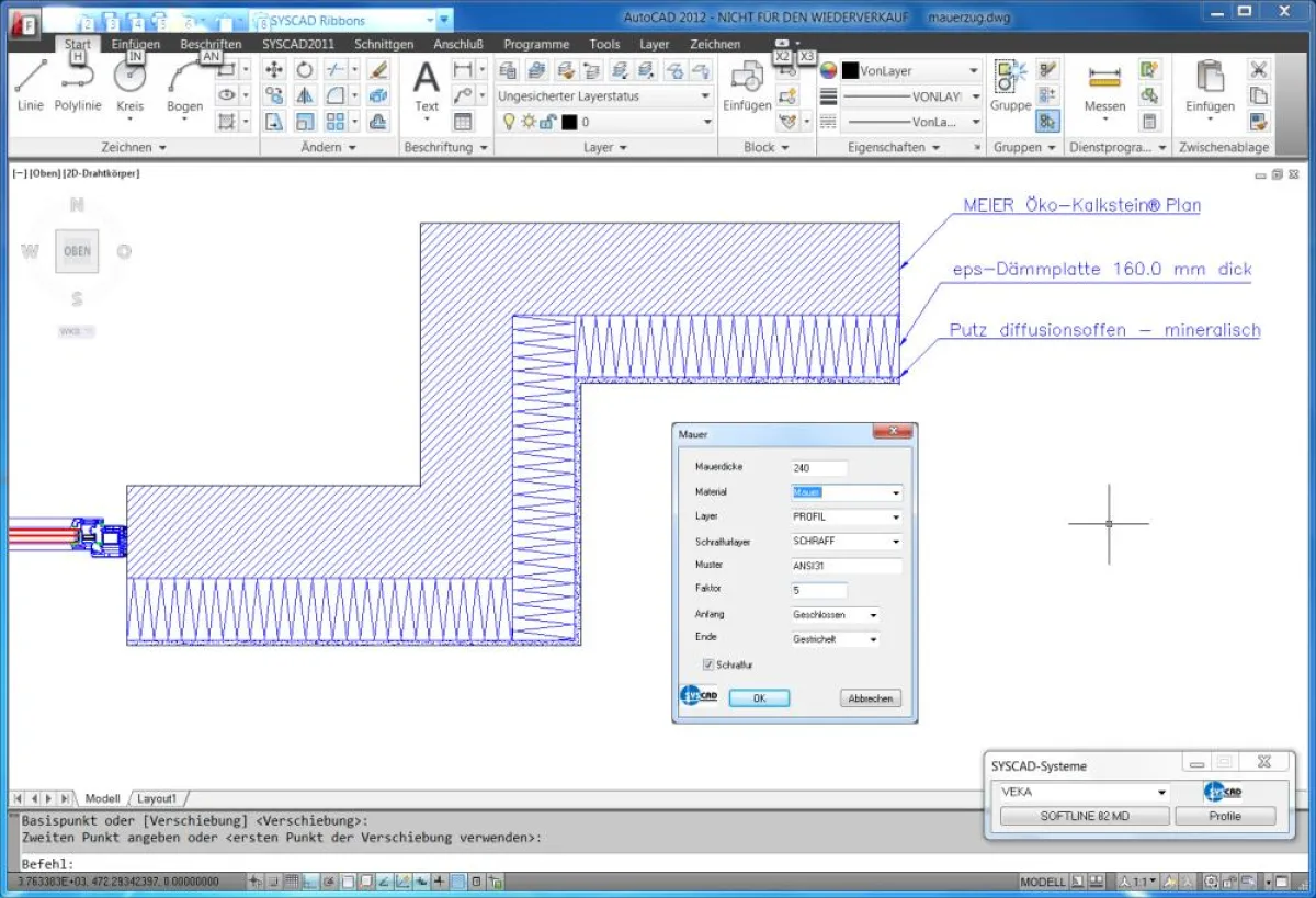 Objektzug als neues SYSCAD Objekt – änderbar per Doppelklick - beschriftbar