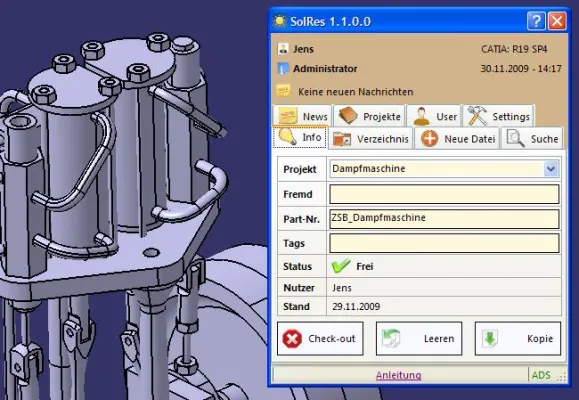 Bild: Neue Dateiverwaltung für CATIA V5 : SolRes