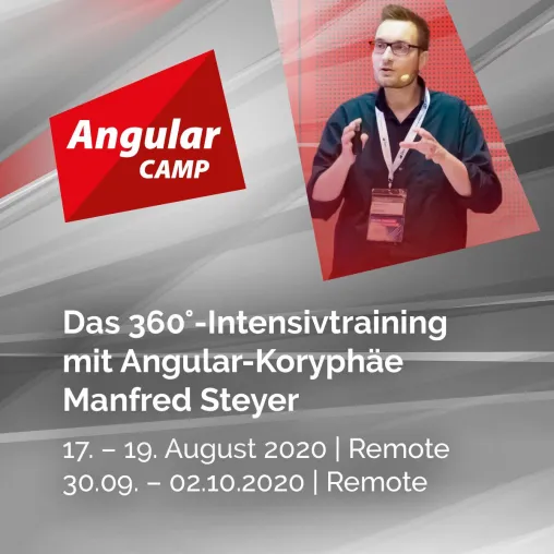 Online Angular Camp im August & September 2020 Bild: Online Angular Camp im August & September 2020