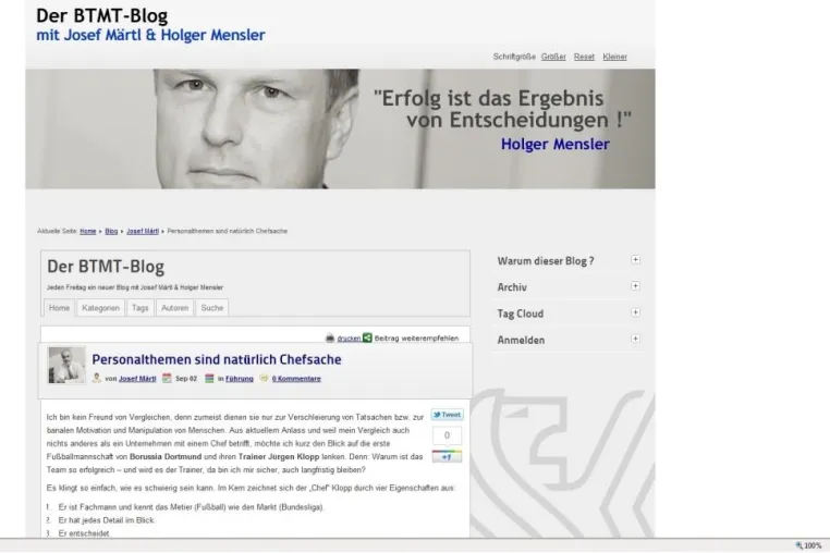 Bild: Neu: BTMT-Blog, der Managementthemen pragmatisch auf den Punkt bringt