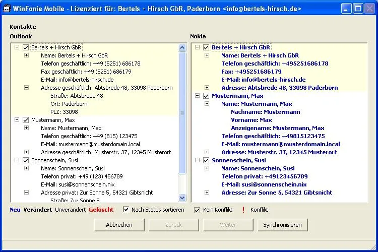 Bild: WinFonie Mobile 2: Kontakte, Termine und Aufgaben mit dem Handy synchronisieren
