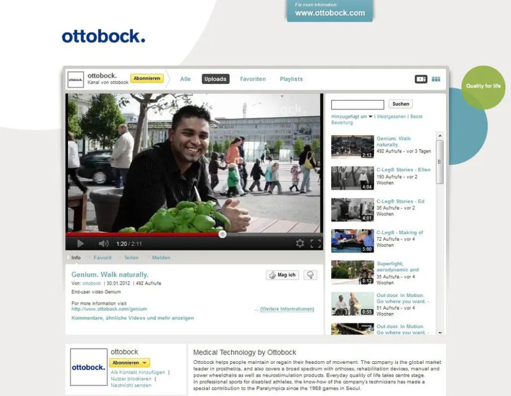 Ottobock YouTube-Channel