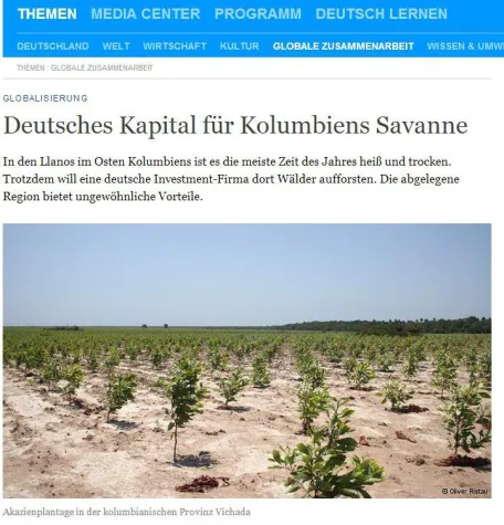 Bild: Deutsche Welle berichtet positiv über ForestFinance-Aufforstungsprojekt in Kolumbien