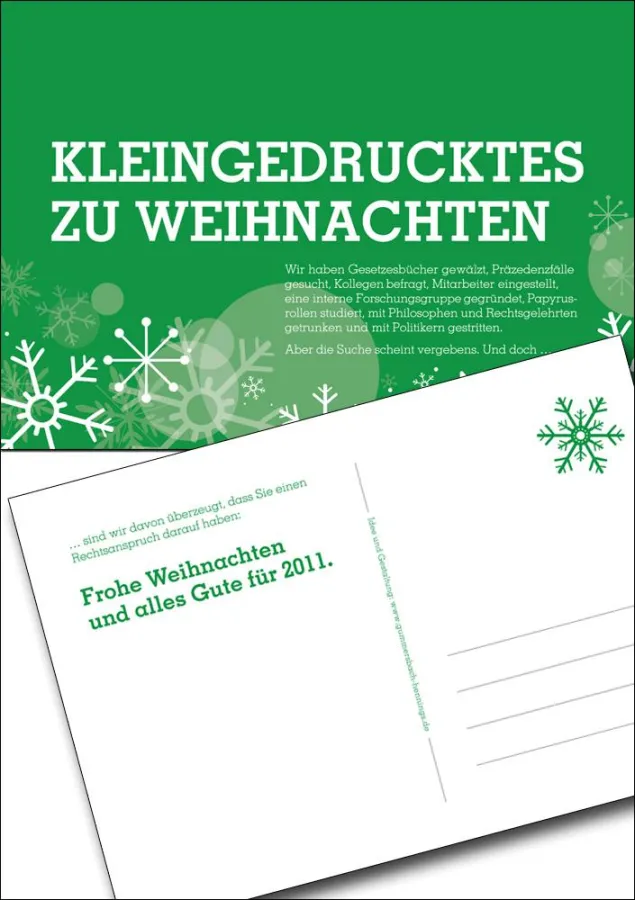 Weihnachten für Anwälte: Grüßen für den guten Zweck.