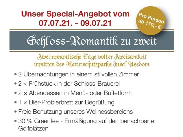 Bild: Schloss-Romantik zu zweit auf der Ostseeinsel Usedom