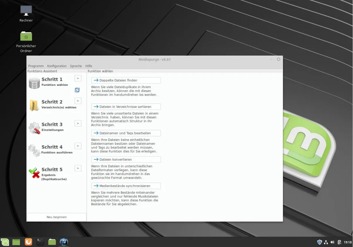 Mediapurge native auf Linux Mint
