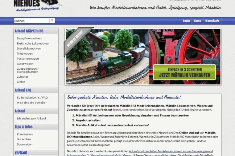 Bild: FREDERIK NIEHUES erweitert Unternehmen um Online-Ankaufservice für Märklin HO Modelleisenbahnen