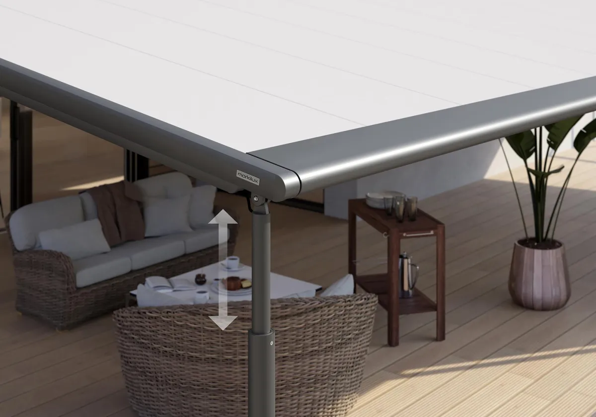 Die „markilux pergola“ und „pergola compact“ lassen sich nun elektrisch absenken.