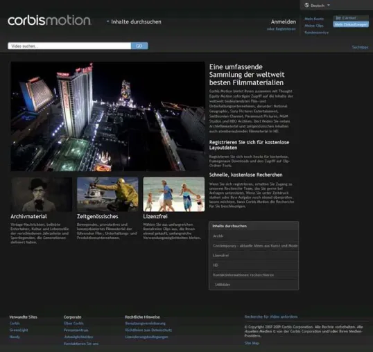Bild: Corbis startet neue Motion Website mit weitaus größerer Kollektion