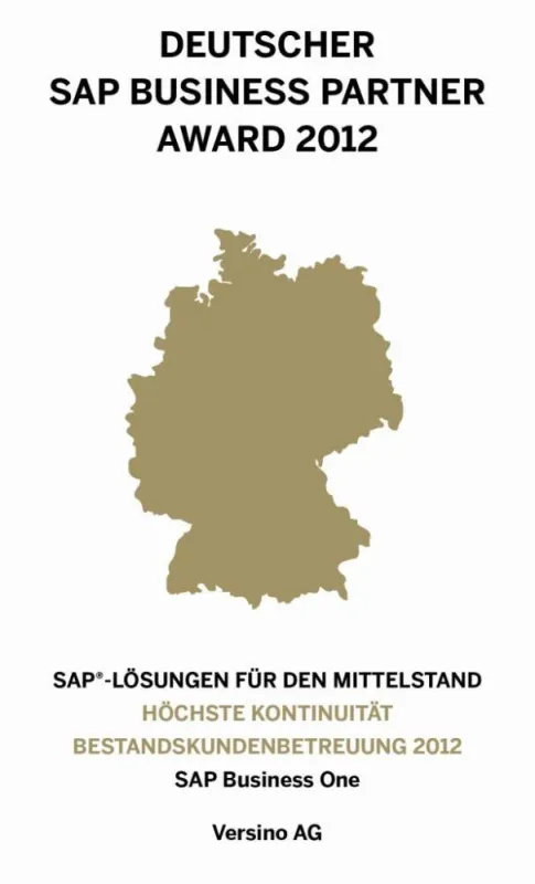 SAP Business One Partner Award - Höchste Kontinuität in der Bestandskundenbetreuung
