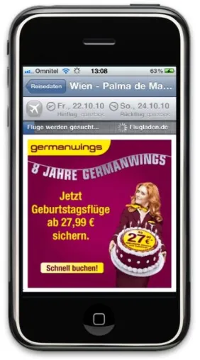 Bild: Germanwings realisiert mit add2 Mobile-Kampagne in Österreich auf Basis In-App-Sonderwerbemittels
