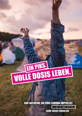 Ein Piks. Volle Dosis Leben. Bild: Ein Piks. Volle Dosis Leben.