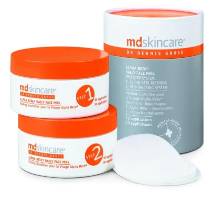 Bild: Das Alpha Beta Daily Face Peel ist der zentraler Bestandteil der MD Skincare Hautpflege von Dr. Dennis Gross