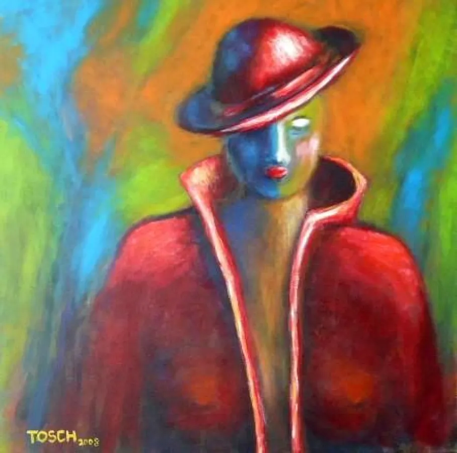 DOMINA (Madame Rouge), Öl/Leinwand, 70x70 cm