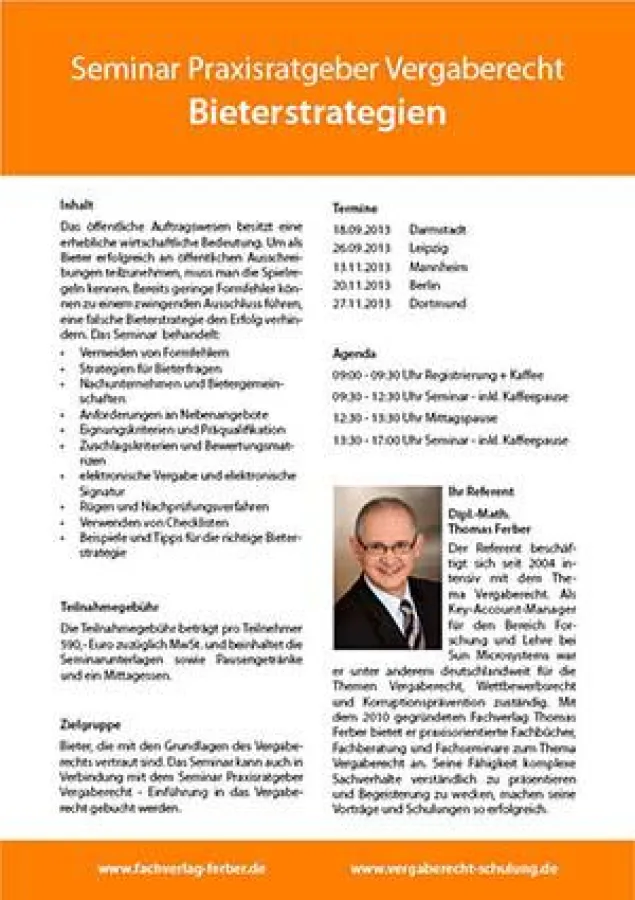 Seminar Praxisratgeber Vergaberecht - Bieterstrategien