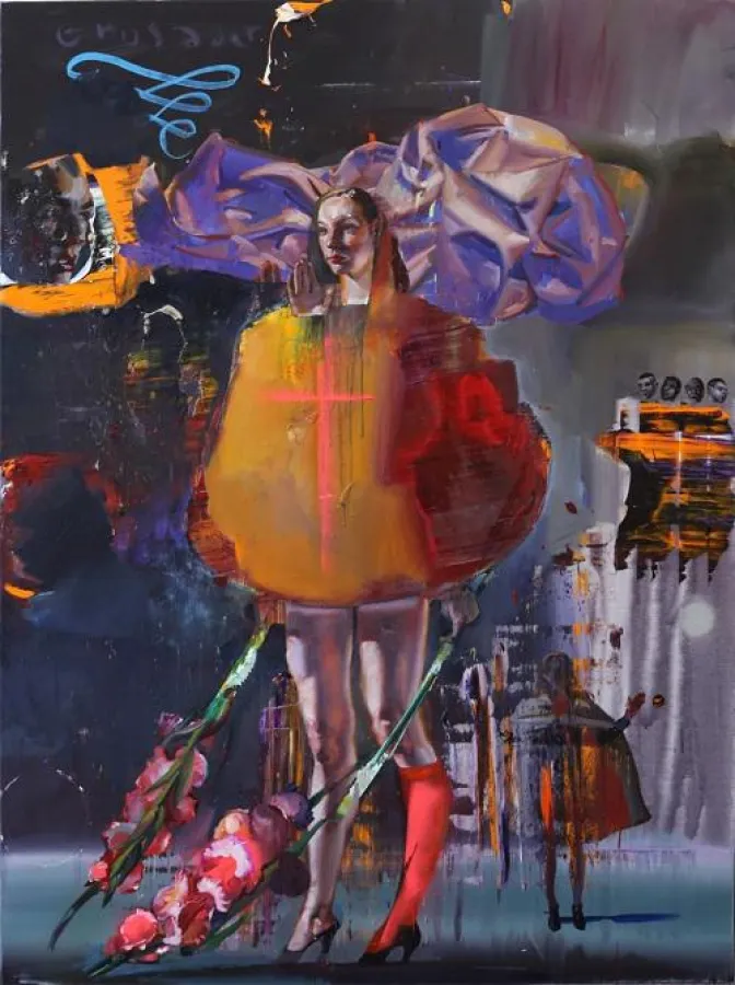 Rayk Goetze: Crusader, 2015, 200 x 150 cm, Öl und Acryl auf Leinwand