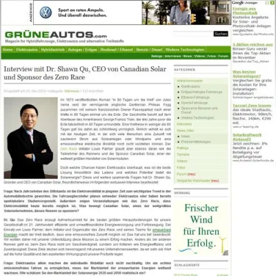 Bild: Interview mit dem CEO von Canadian Solar zu Solarenergie und dem Zero Race