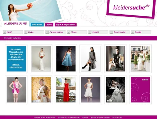 Bild: kleidersuche.de startet die neue Kleider-Galerie mit vielen ausgesuchten Modelabels