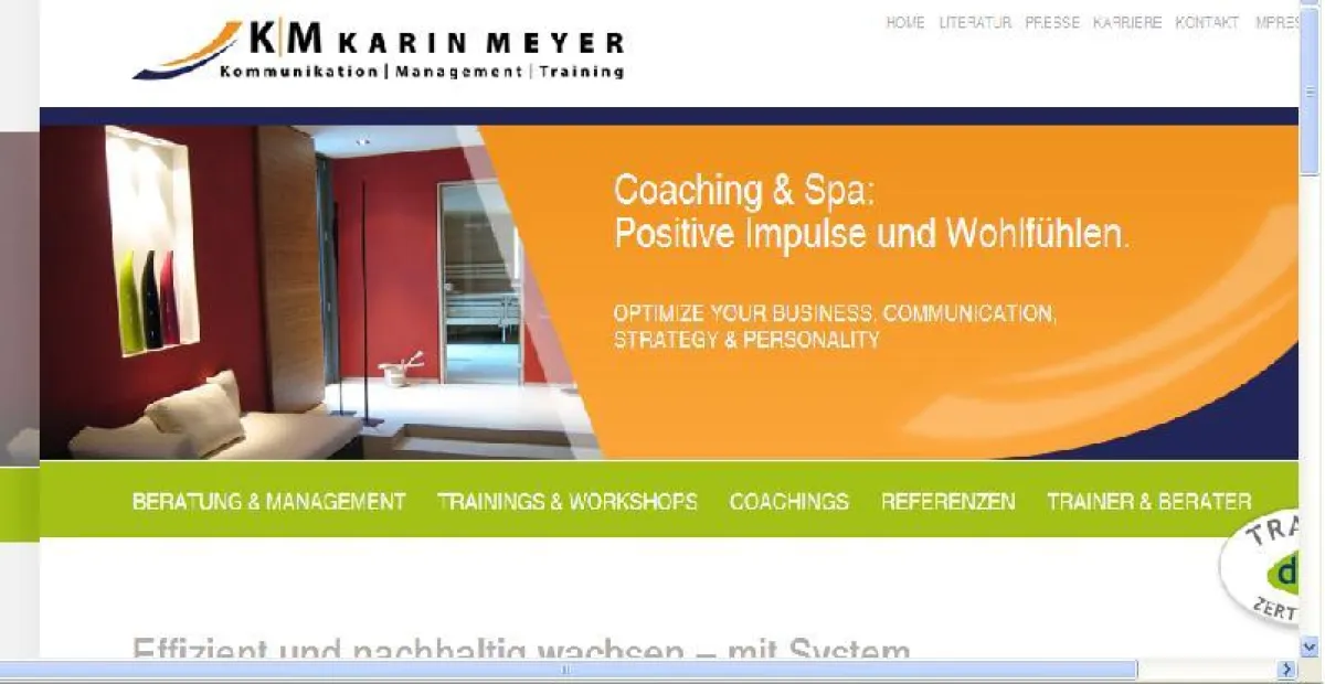 Coaching & Spa auf neuer Website inszeniert - www.km-kommunikation.com