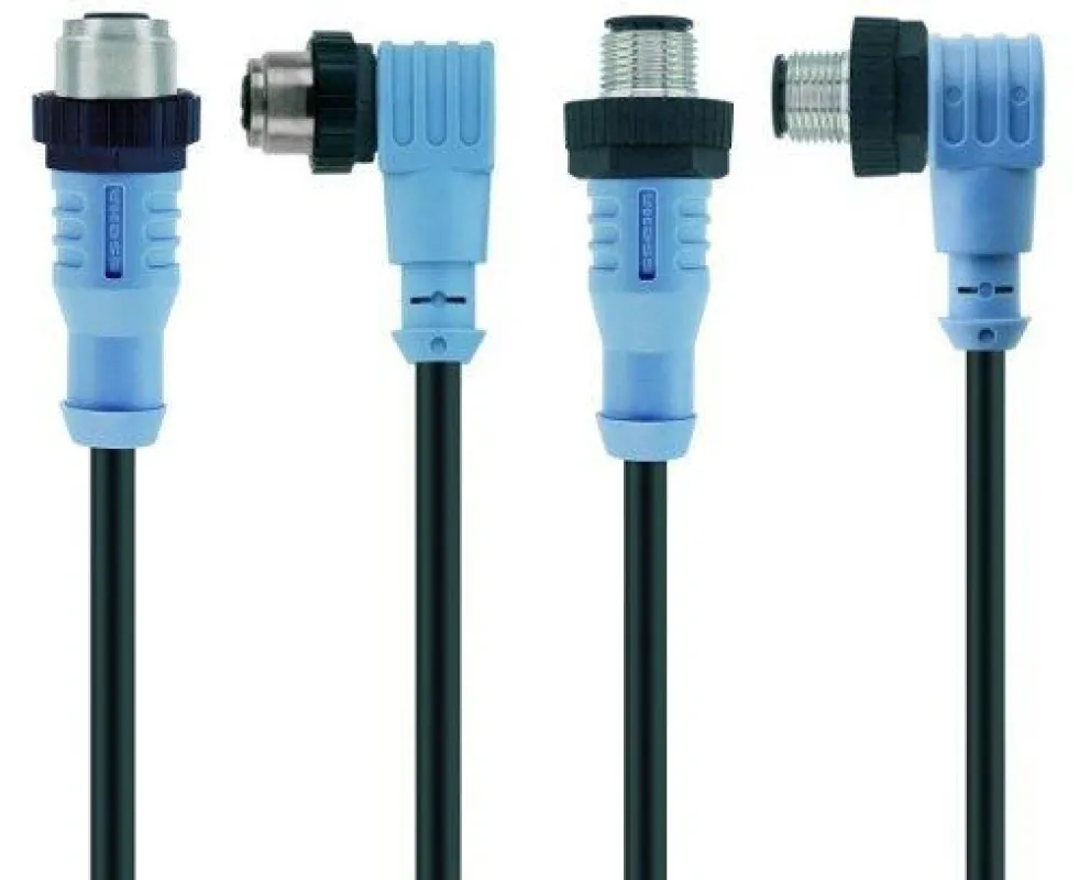 Stecker und Kupplung der neuen Rundsteckerfamilie M12Nm von ESCHA sind ab sofort in unterschiedlichen Poligkeiten erhältlich.