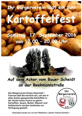 Bürgerverein lädt Kinder zum Kartoffelfest ein Bild: Bürgerverein lädt Kinder zum Kartoffelfest ein