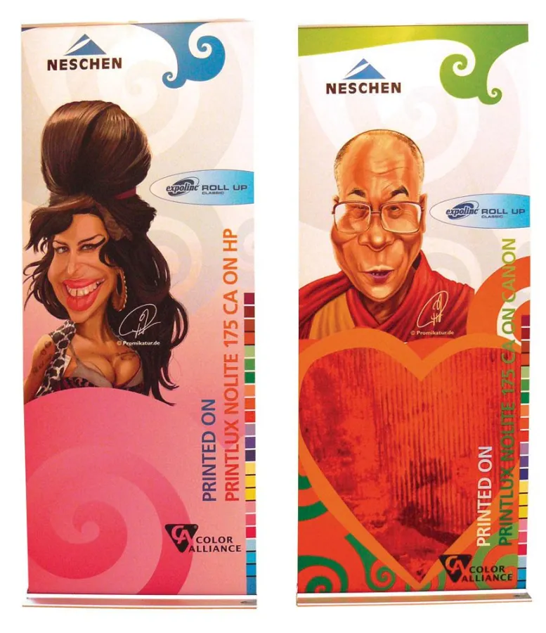 Bereits erfolgreich in den Markt eingeführt und bei Neschen erhältlich: digital bedruckbare CA-Medien für Display-Systeme. Mit Ihnen lässt sich die Zahl der Farbprofile drastisch reduzieren und die Fa