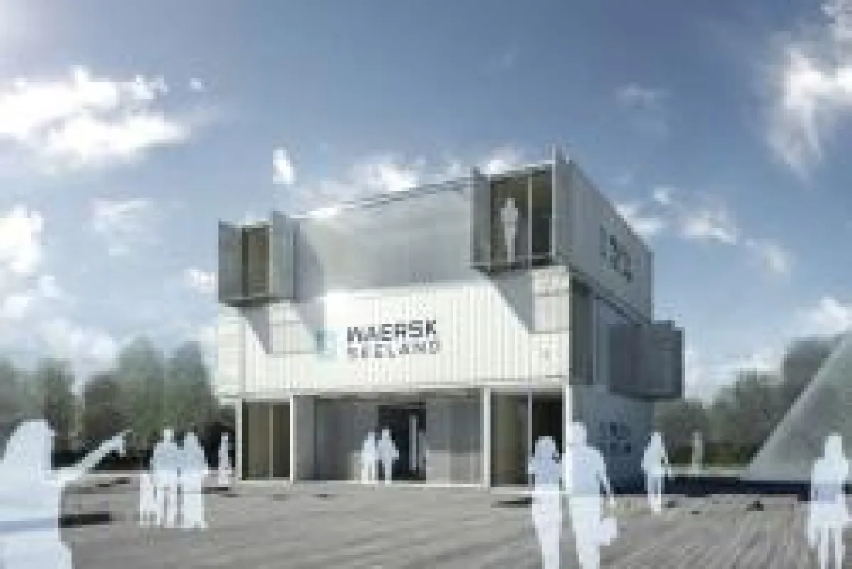 Visualisierung: Ho-Seop Kim, Bildunterschrift: Die sechs zur „mobile working station“ ausgebauten High-Cube-Seecontainer