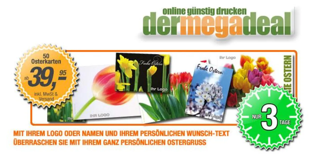 Persönliche Osterkarten mit Ihrem Logo und Wunschtext