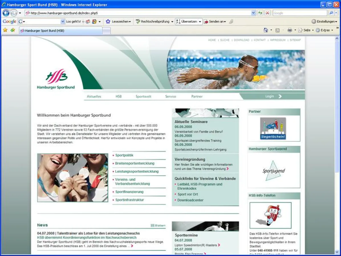 Neue Website des Hamburger Sportbundes