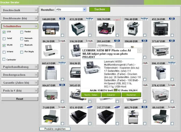 Bild: Der interaktive Produktberater im Webshop