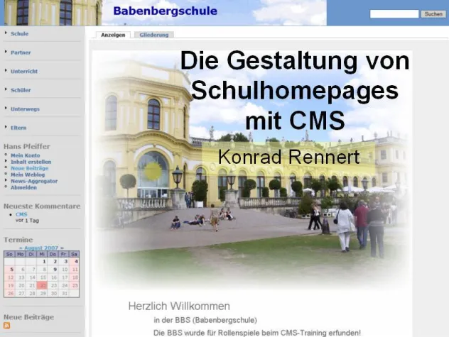 Onlinevortrag: Schulhomepagegestaltung mit CMS Bild: Onlinevortrag: Schulhomepagegestaltung mit CMS