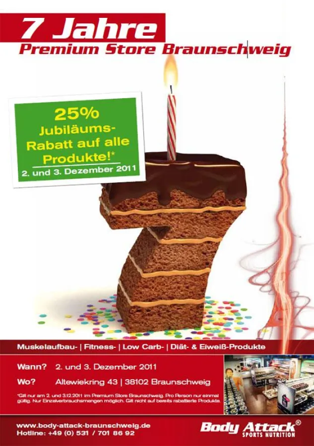 25% Jubiläumsrabatt – Der Body Attack Premium Store in Braunschweig feiert 7. Geburtstag