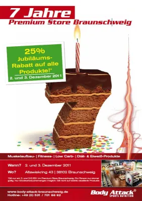 Bild: 25% Jubiläumsrabatt – Der Body Attack Premium Store in Braunschweig feiert 7. Geburtstag
