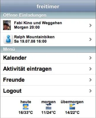 Bild: Erstes Freizeit-Outlook für das iPhone