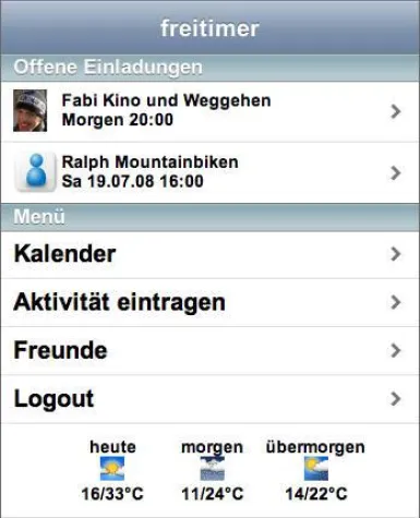 Bild: Erstes Freizeit-Outlook für das iPhone