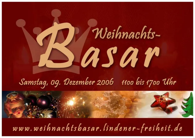 Kreative gesucht!  Weihnachtsbasar WINTERZAUBER   Sa. 09. Dezember 2006 von 11:00 bis 17:00 Uhr Bild: Kreative gesucht!  Weihnachtsbasar WINTERZAUBER   Sa. 09. Dezember 2006 von 11:00 bis 17:00 Uhr