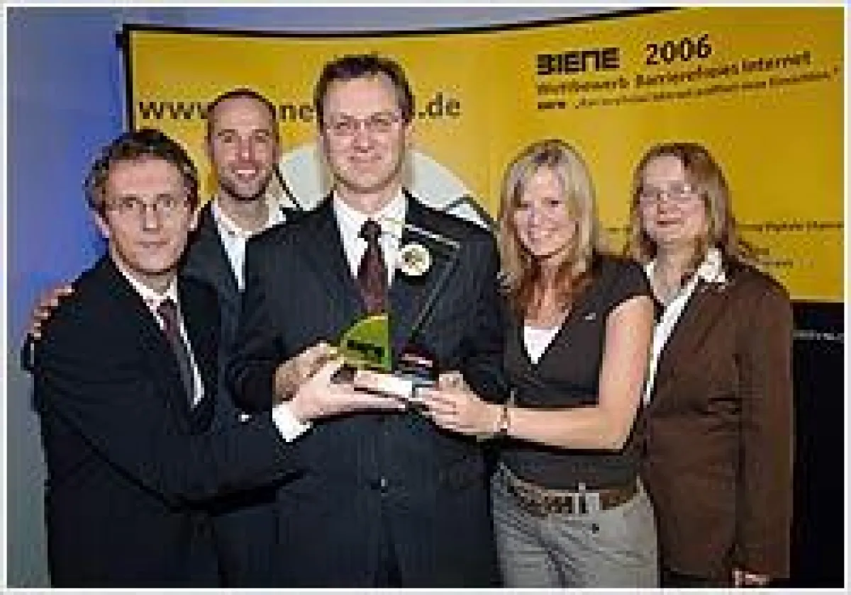 BIENE-Award 2006 in Bronze für Straelen - Im Bild von links nach rechts: Ansgar Hein, Jörg Morsbach, Günther Peeters, Jasmin Wagner und Jenny Holland