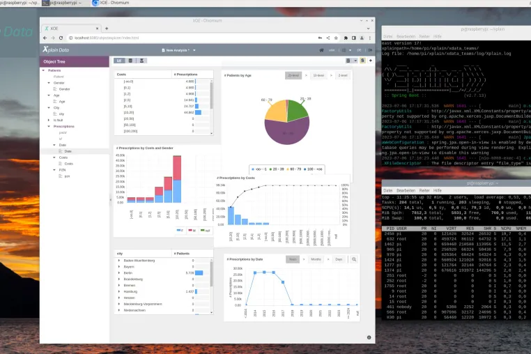 Xplain Data: ObjectAnalytics DB auf Raspberry Pi 4 (8GB) zeigt Skalierbarkeit von Pi bis 256 Cores, TB RAM. Bild: Xplain Data: ObjectAnalytics DB auf Raspberry Pi 4 (8GB) zeigt Skalierbarkeit von Pi bis 256 Cores, TB RAM.