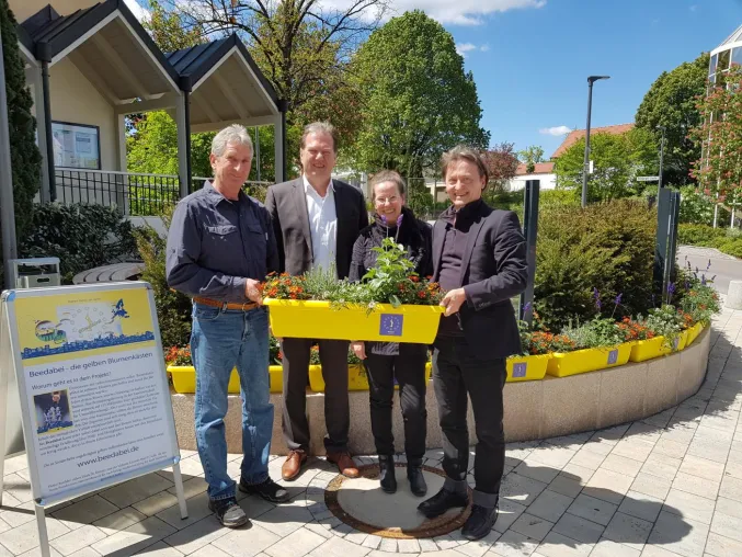 Bild: Rathaus in Burgthann leuchtet gelb für Bienen