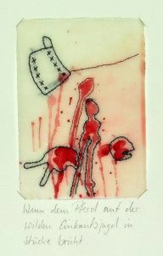 Ina Hermann, 2011, Büttenpapier, Wachs, Zwirn, Aquarellfarber