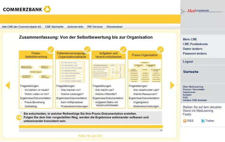 Bild: Neues CME „QM-Handbuch in der ärztlichen Praxis“ auf cme.medlearning.de