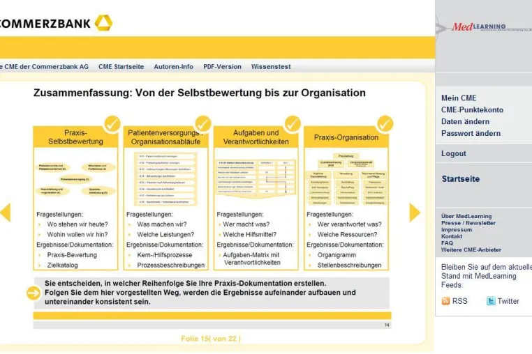 Bild: Neues CME „QM-Handbuch in der ärztlichen Praxis“ auf cme.medlearning.de