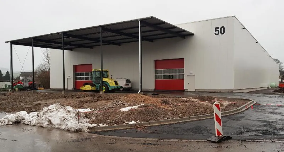 Der Neubau in Gittelde zur Lagerung von Papierrollen. Quelle: Obermann Unternehmensgruppe.