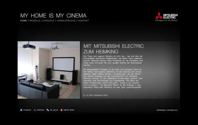 Bild: mitsubishi-heimkino.de - neue Microsite ebnet den Weg zum eigenen Heimkino
