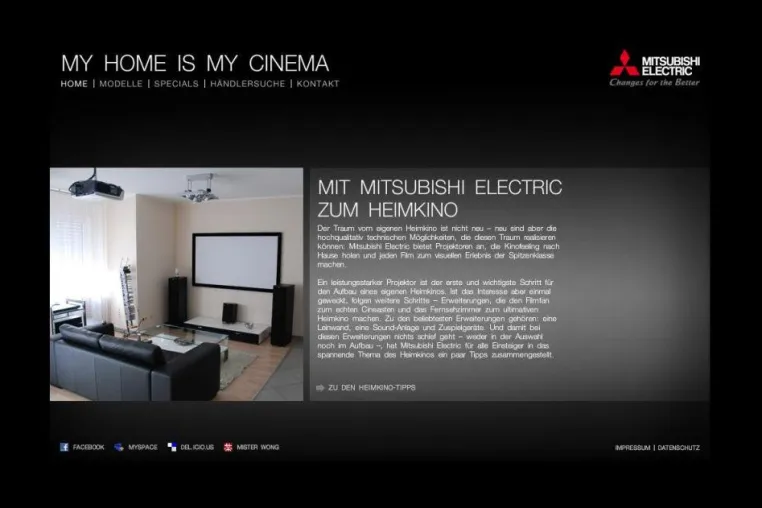 Bild: mitsubishi-heimkino.de - neue Microsite ebnet den Weg zum eigenen Heimkino