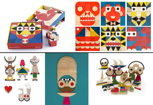 Bild: Schnurrbartmänner, Clowns und bunte Welten: Besonderes Design - miller goodmans Holzbausteine